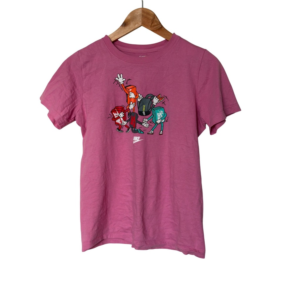 Nike Kids Graphic Tee Pink Crew Neck Short Sleeve Casual Play Size L